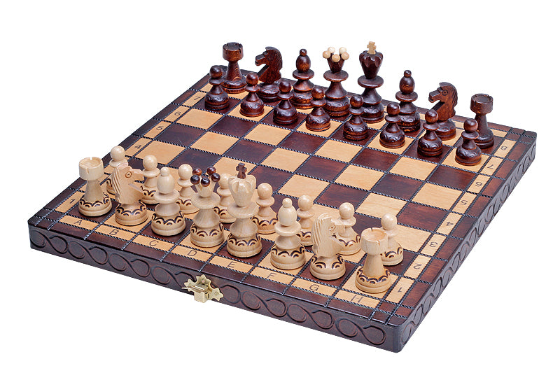 Juego de ajedrez pequeño Pearl con almacenamiento forrado de fieltro (tamaño King de 2,56 pulgadas)