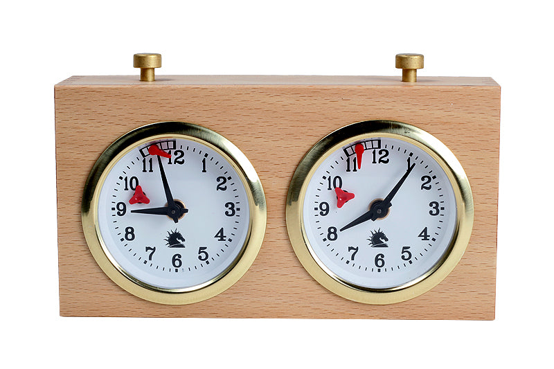 Reloj de ajedrez BHB de madera – Acabado natural claro (sin soporte)