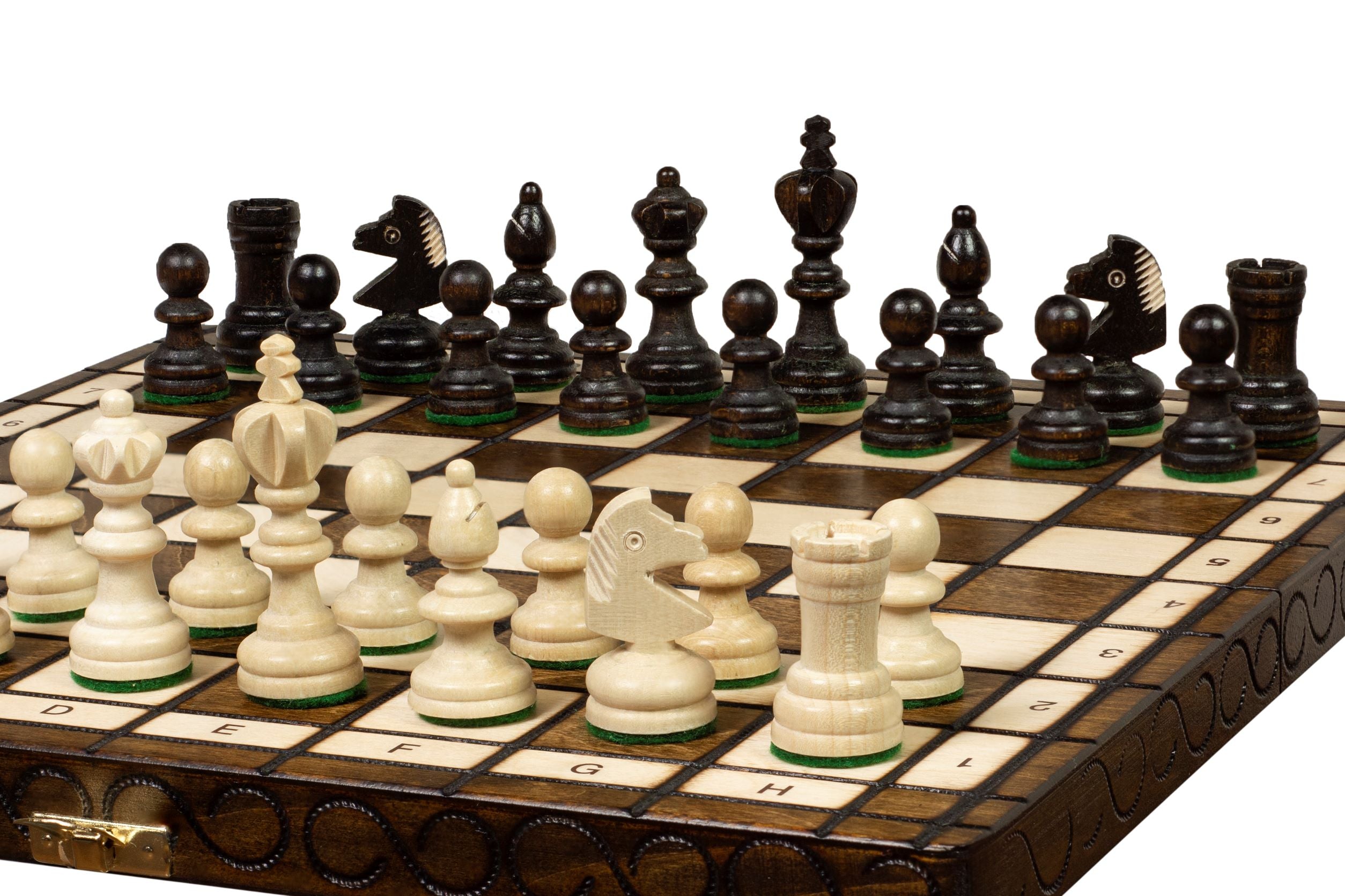 Juego de ajedrez clásico polaco de madera de 13,8 pulgadas con bandeja (pieza King de 2,36 pulgadas)