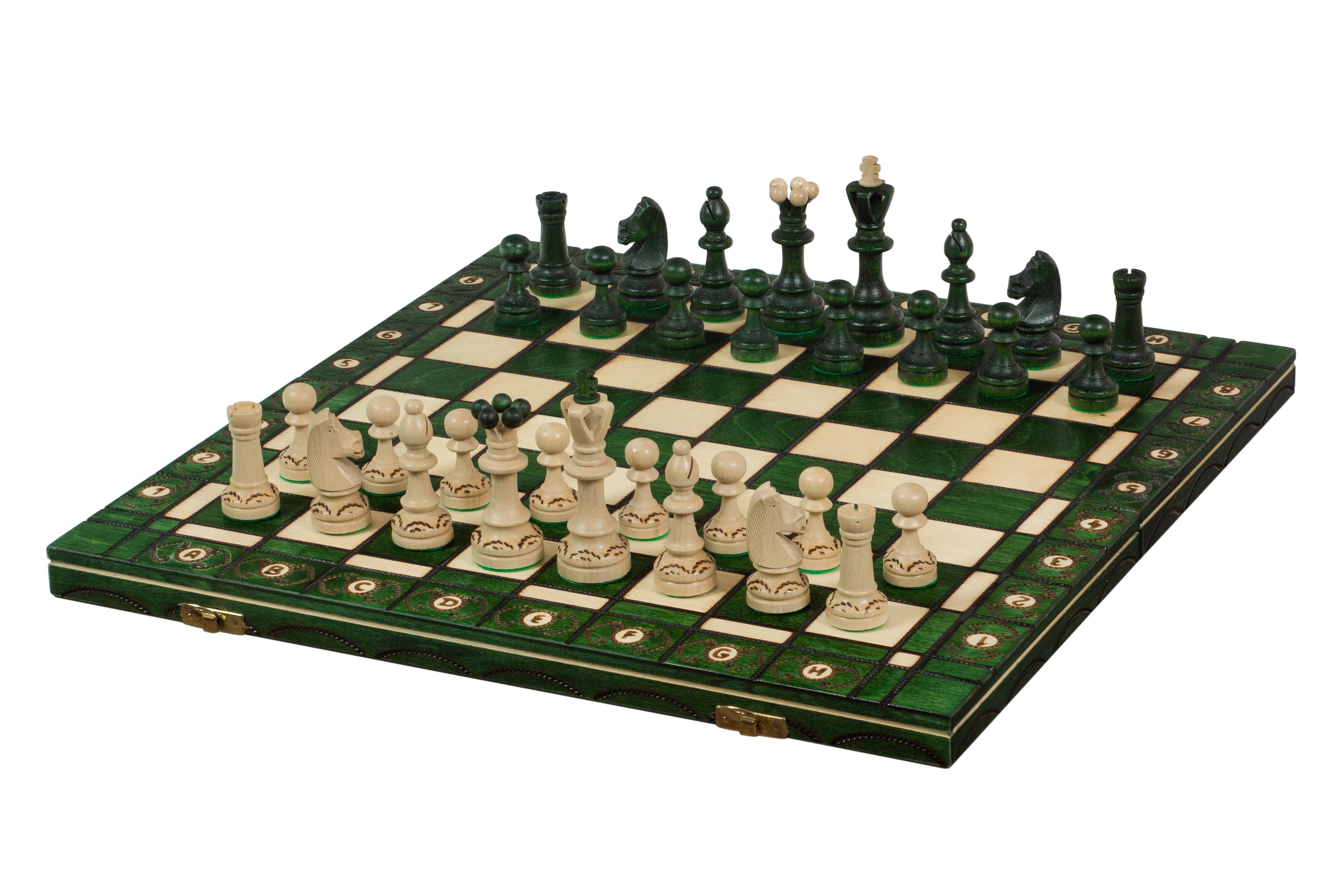Juego de ajedrez Senator Green de 16 pulgadas con bandeja de inserción (tamaño King de 3,15 pulgadas)