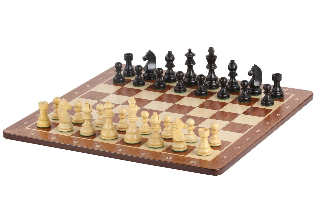 Juego de ajedrez de torneo n.º 5: Caballo alemán de 8,9 cm con tablero de padouk