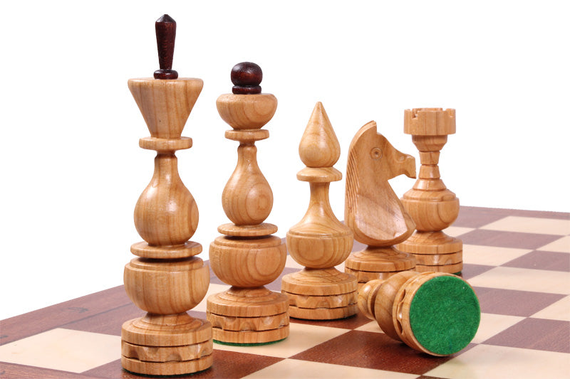 Juego de ajedrez Debiut de madera de cerezo con piezas lastradas y tablero plegable con incrustaciones, 12 cm (4,72 pulgadas)