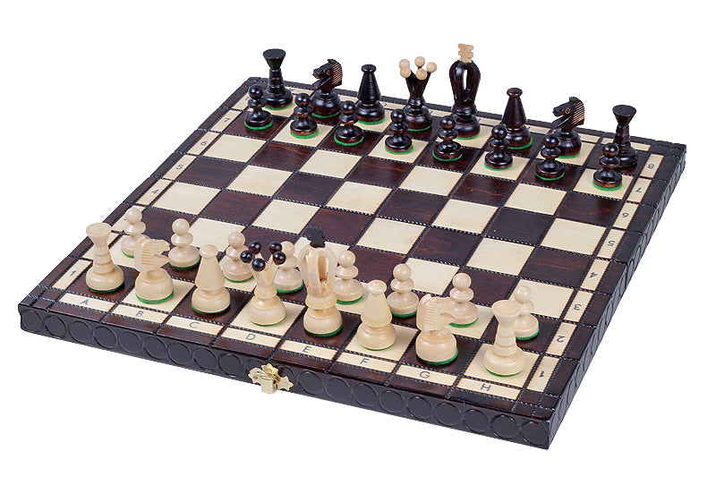 Juego de ajedrez mediano King's marrón con bandeja de inserción (60 mm)