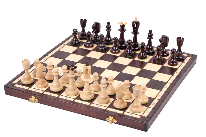 Juego de ajedrez plegable de madera con tablero Ace de 16,5" y almacenamiento, y rey de 3,94"
