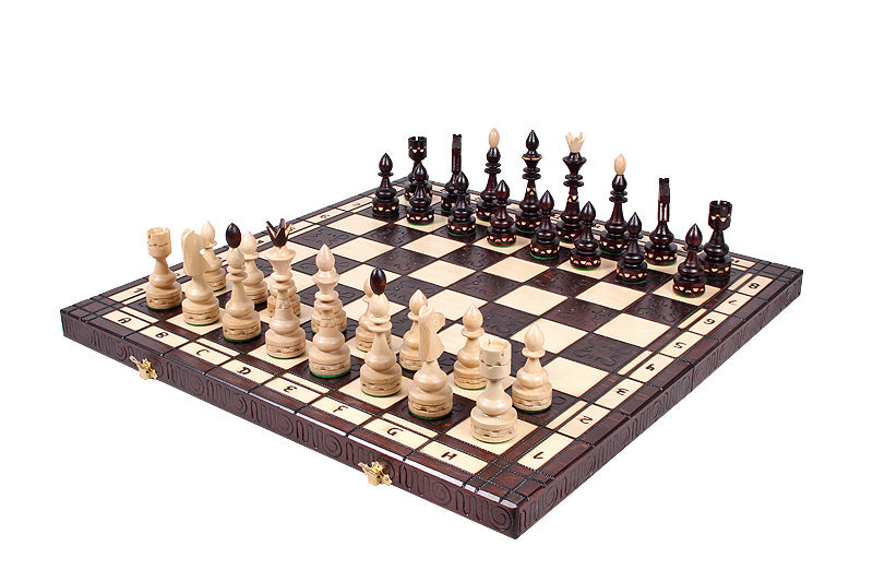 Juego de ajedrez de estilo indio con tablero plegable quemado (120 mm)