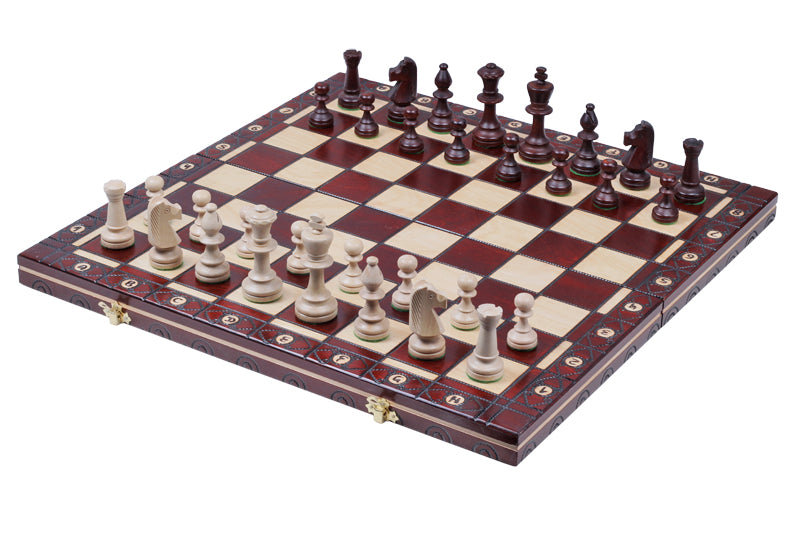 Juego de ajedrez Consul estilo Staunton con bandeja de inserción, acabado marrón, 3,15 pulgadas, tamaño King