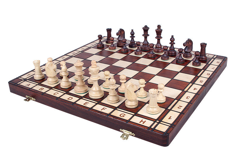 Juego de ajedrez Jowisz con tablero plegable quemado (8,5 mm de grosor)