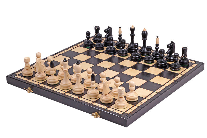 Juego de ajedrez clásico con bandeja de inserción, piezas de carpe artesanales, 3,94 pulgadas, tamaño rey