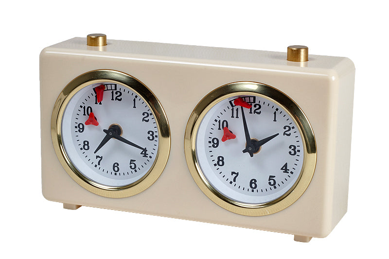 Reloj de ajedrez clásico de plástico – Crema (Pequeño)