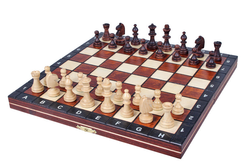 Juego de ajedrez magnético de madera con bandeja (tamaño King de 2,17")