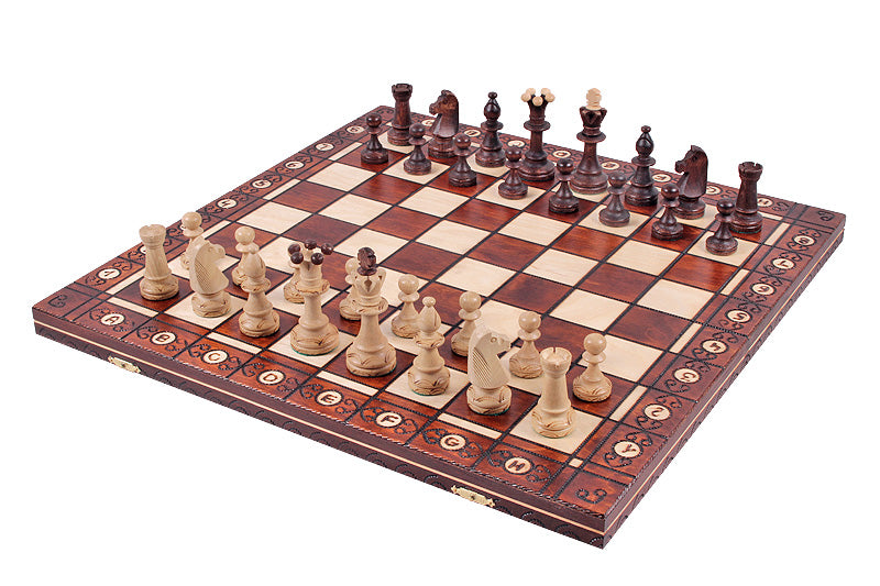 Juego de ajedrez Consul con bandeja de inserción, hecho a mano, de madera, 3,54 pulgadas, tamaño King