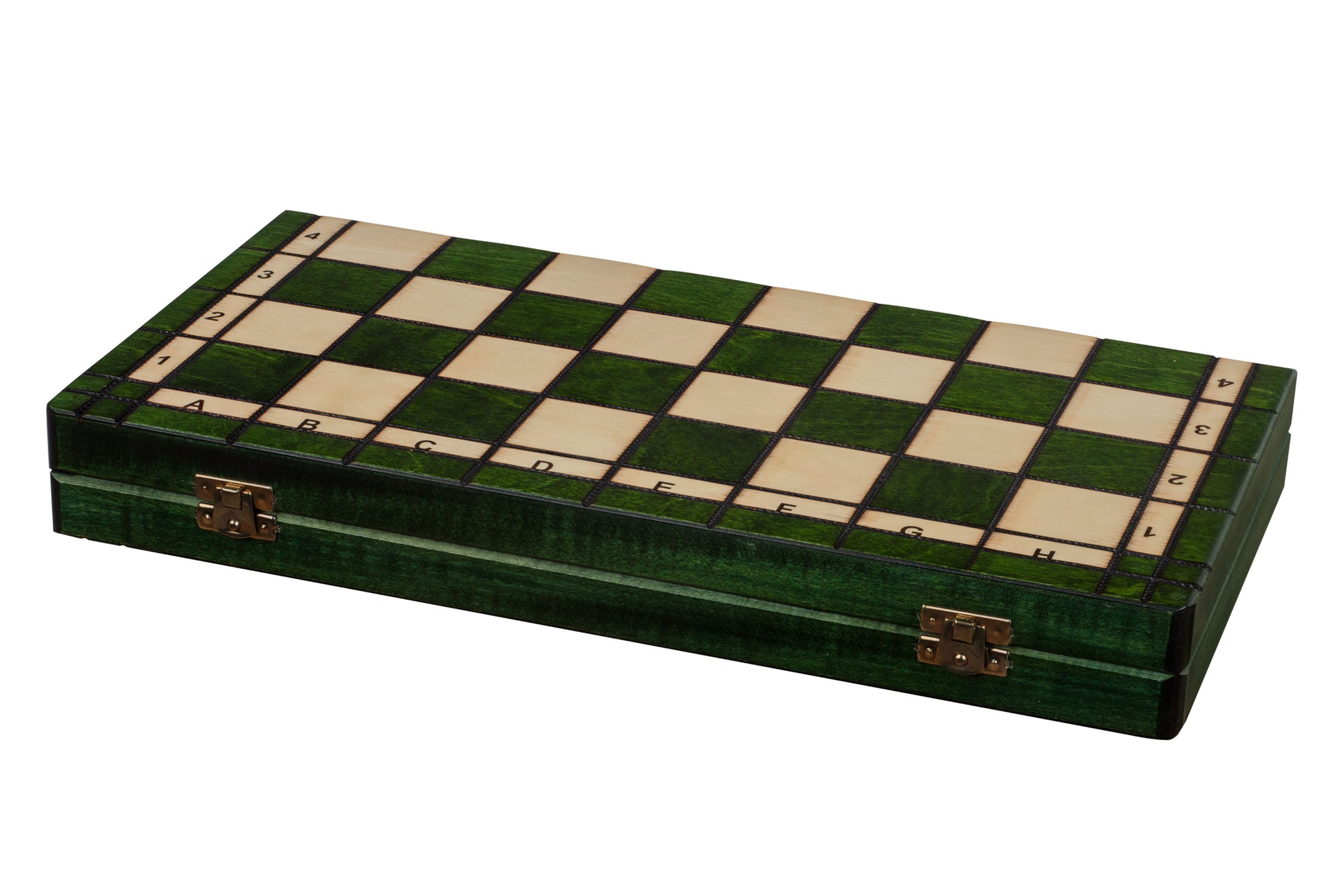 Juego de ajedrez plegable verde tamaño as n.° 4 con rey de 9,9 cm y almacenamiento interno