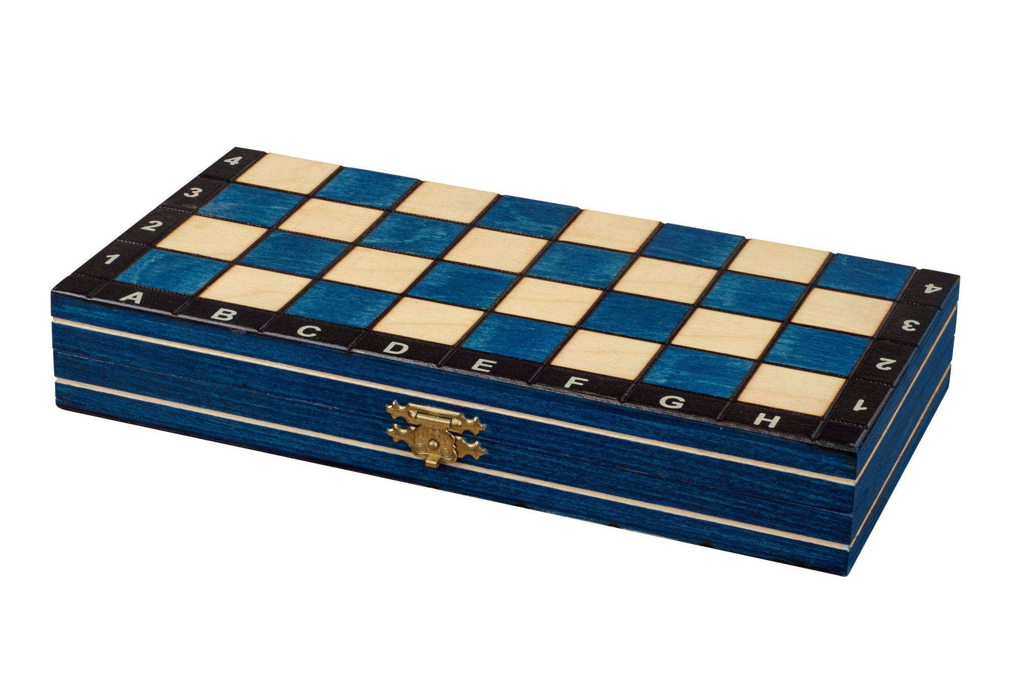 Juego de ajedrez magnético de madera azul (tablero de 27 cm)