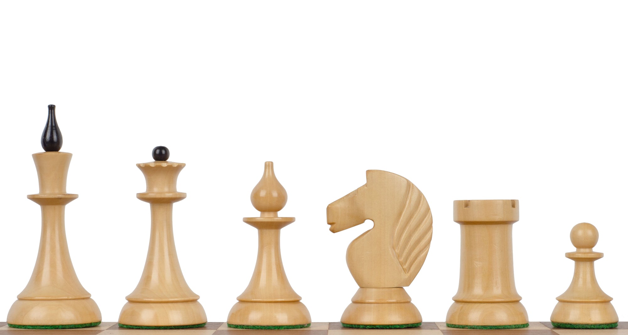 Piezas de ajedrez Gambito de Dama – Rey de 4", madera de boj y ebonizado, réplica de Moscú de 1957