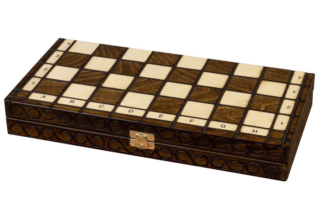 Juego de ajedrez clásico polaco de madera de 13,8 pulgadas con bandeja (pieza King de 2,36 pulgadas)