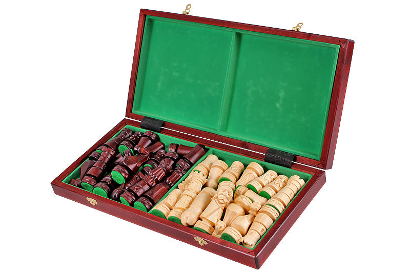 Juego de ajedrez plegable pequeño Castle, piezas de madera de tilo artesanales, tablero de 50 cm