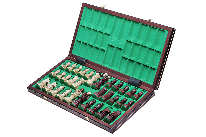 Juego de ajedrez de madera Ambassador Brown – Edición Deluxe con bandeja (tamaño n.° 5.5)
