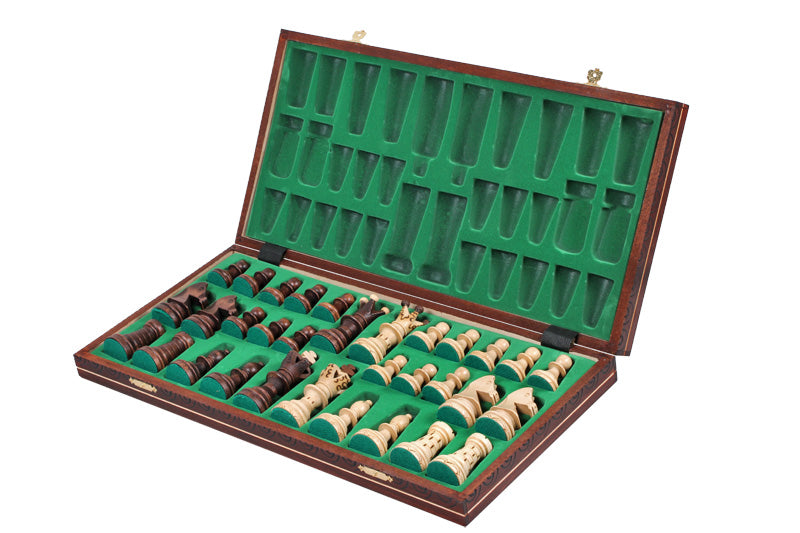 Juego de ajedrez de madera Ambassador Brown Deluxe con bandeja de inserción – Tamaño n.° 5.5