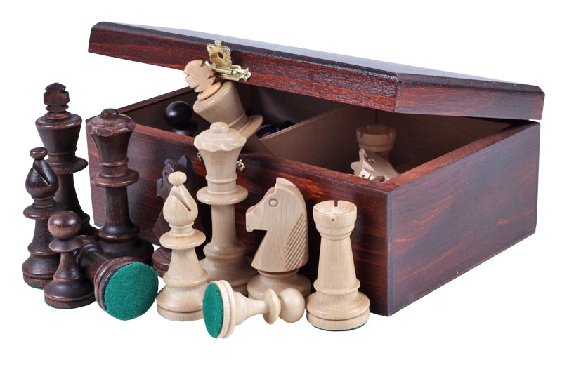 Caja de ajedrez de madera compatible con Staunton n.° 5, acabado oscuro