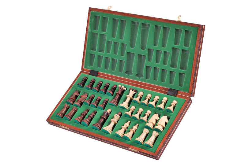 Juego de ajedrez Consul con bandeja de inserción, hecho a mano, de madera, 3,54 pulgadas, tamaño King