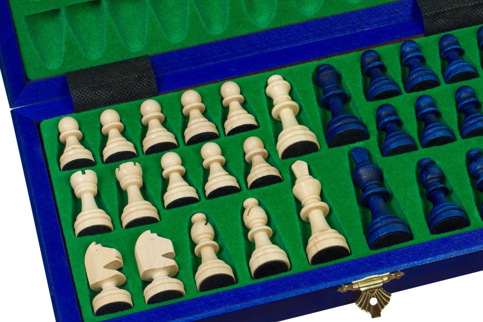Juego de ajedrez magnético azul con bandeja (Rey de 2,36")