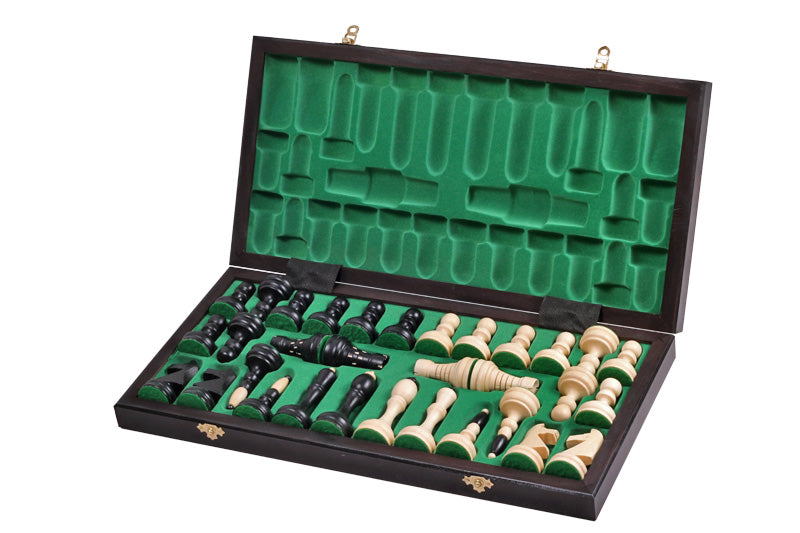 Juego de ajedrez clásico con bandeja de inserción, piezas de carpe artesanales, 3,94 pulgadas, tamaño rey