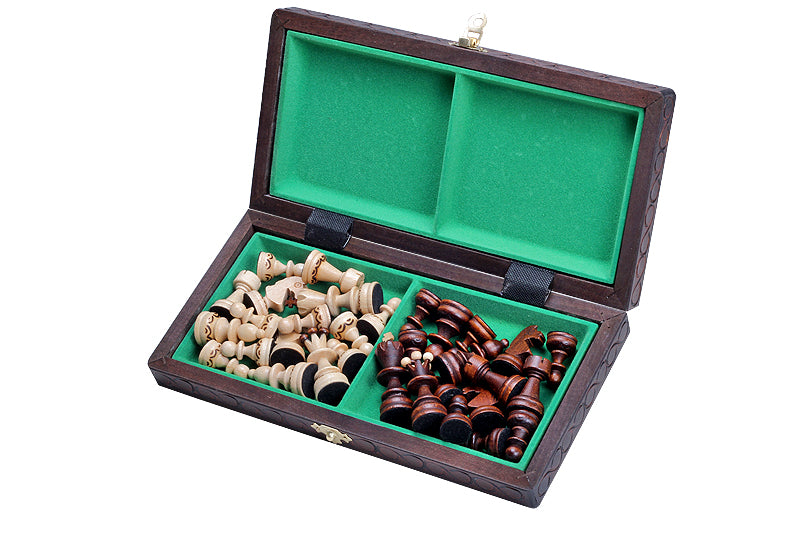 Juego de ajedrez pequeño Pearl con almacenamiento forrado de fieltro (tamaño King de 2,56 pulgadas)