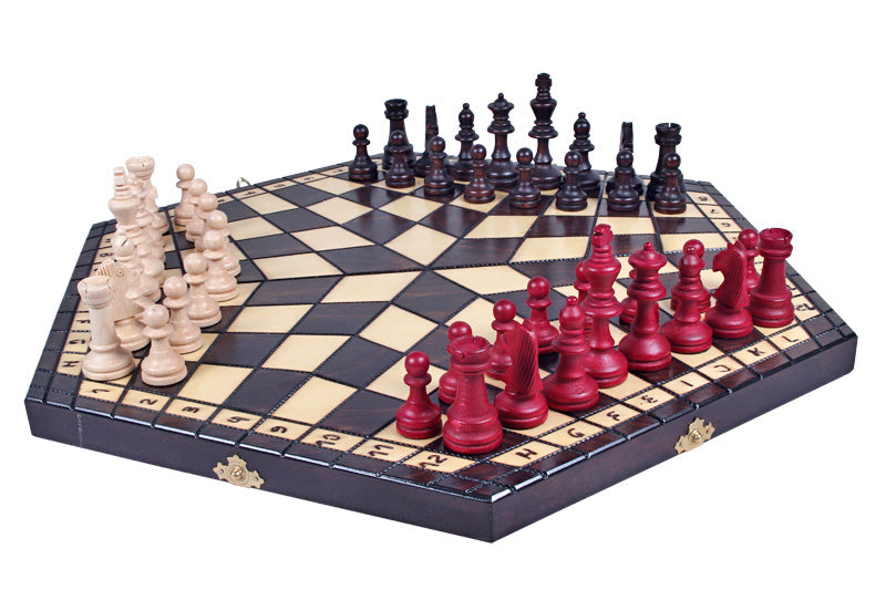 Juego de ajedrez de madera para tres jugadores, grande, 3,35 pulgadas, tamaño King