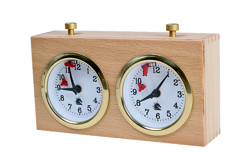 Reloj de ajedrez BHB de madera – Acabado natural claro (sin soporte)