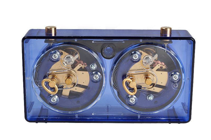 Reloj de ajedrez clásico de plástico – Azul transparente (pequeño)