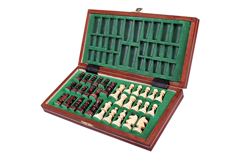 Juego de ajedrez magnético de madera con bandeja (tamaño King de 2,17")