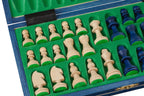 Juego de ajedrez magnético de madera azul (tablero de 27 cm)