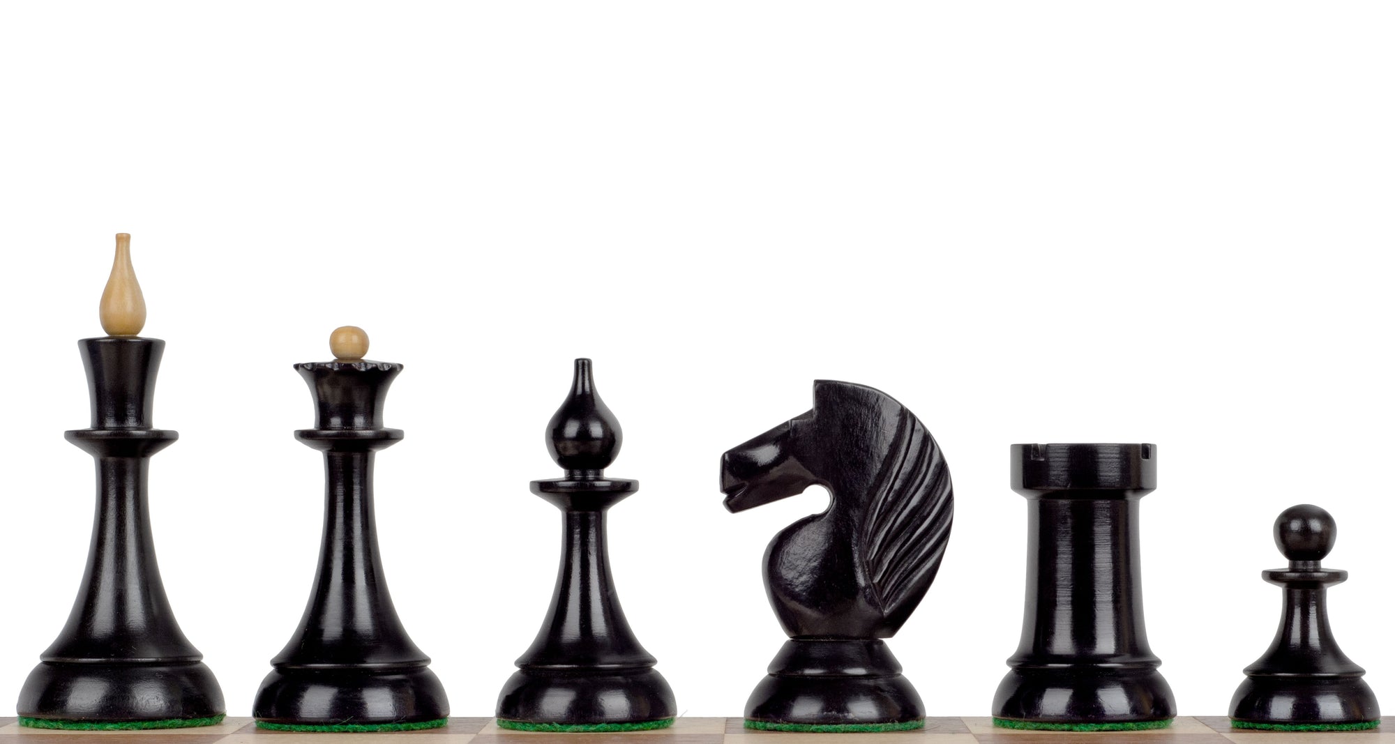 Piezas de ajedrez Gambito de Dama – Rey de 4", madera de boj y ebonizado, réplica de Moscú de 1957