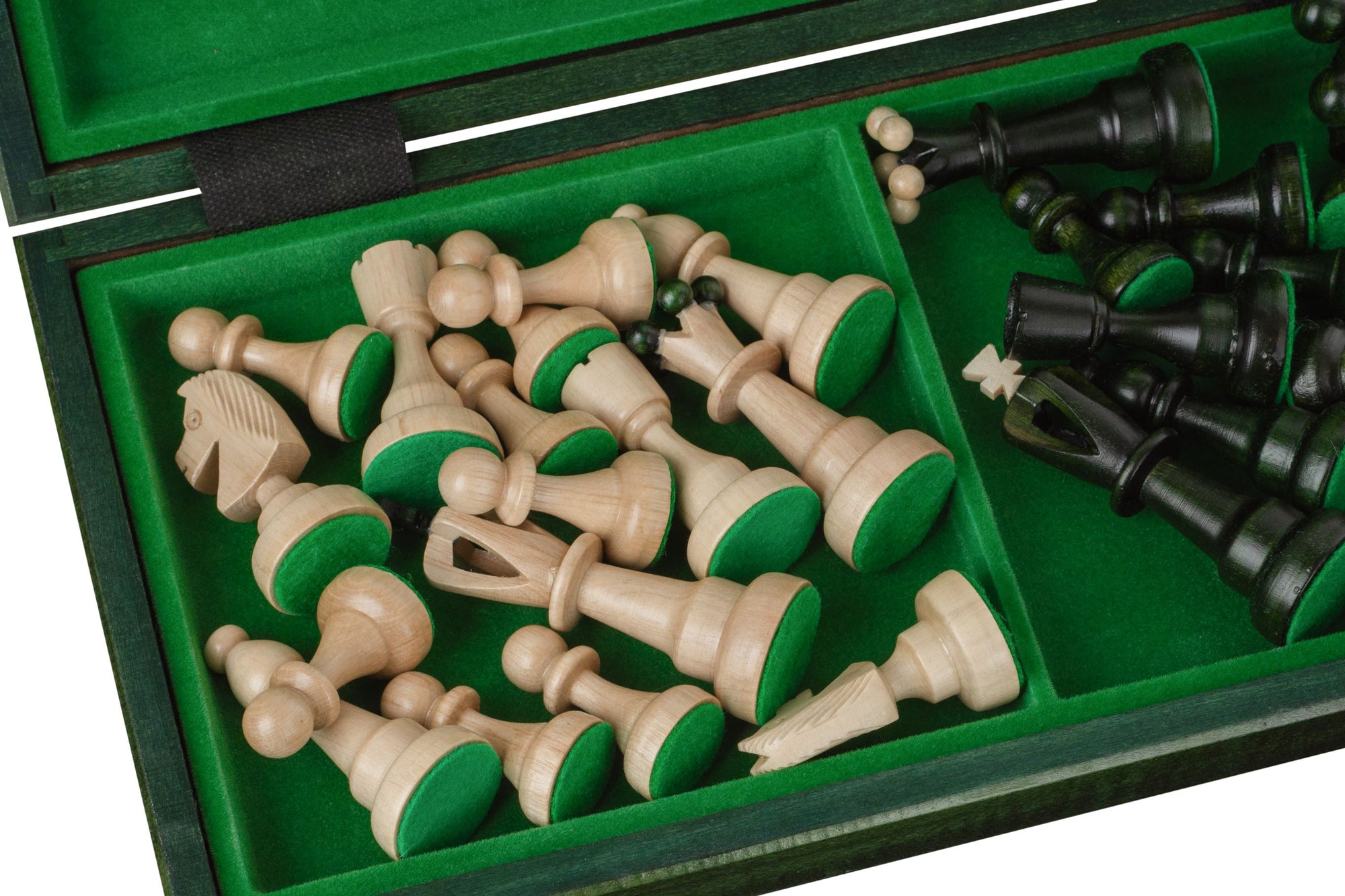 Juego de ajedrez plegable verde tamaño as n.° 4 con rey de 9,9 cm y almacenamiento interno