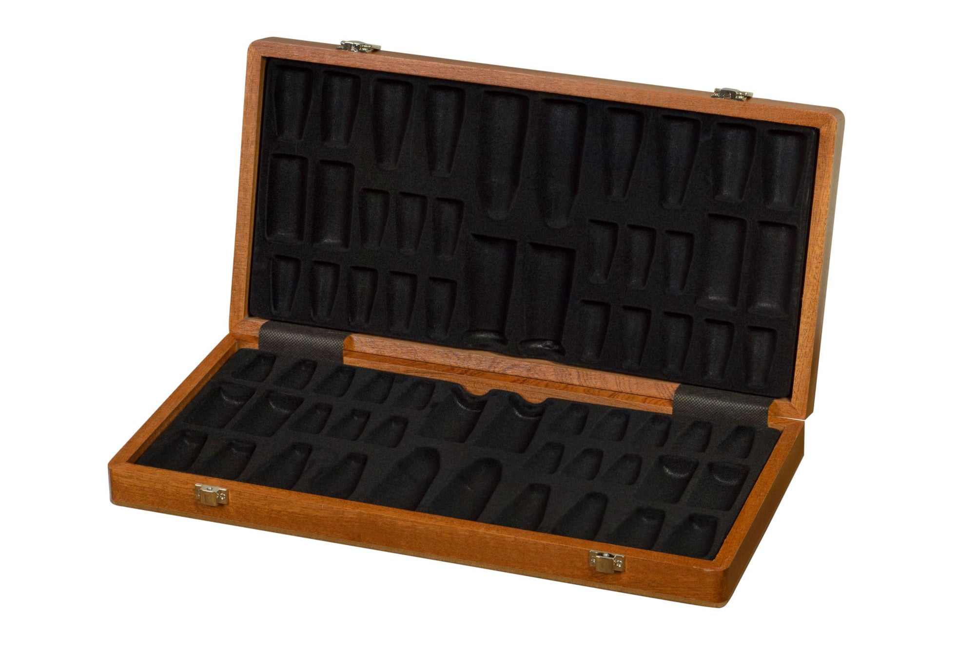 Estuche de tablero de ajedrez con incrustaciones de caoba y arce