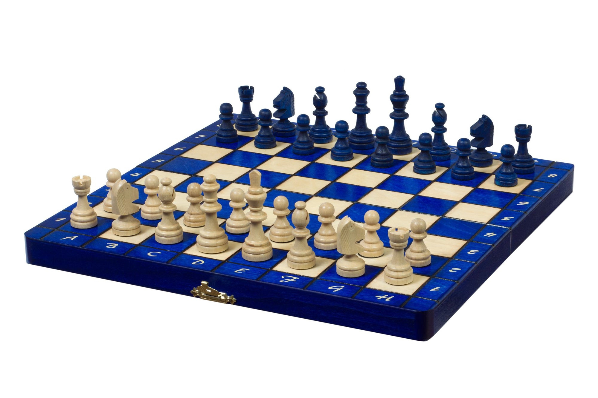Juego de ajedrez magnético azul con bandeja (Rey de 2,36")