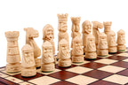 Juego de ajedrez plegable pequeño Castle, piezas de madera de tilo artesanales, tablero de 50 cm