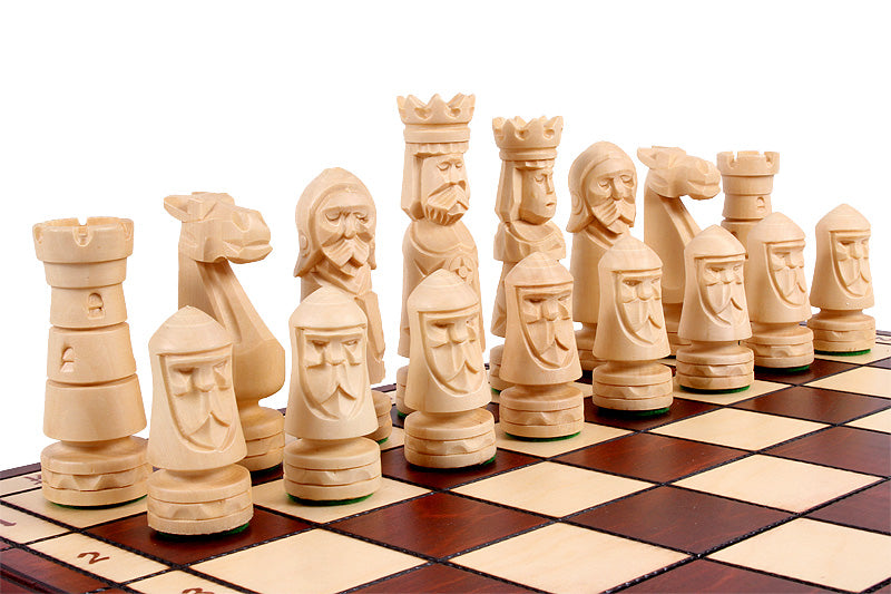 Juego de ajedrez plegable pequeño Castle, piezas de madera de tilo artesanales, tablero de 50 cm