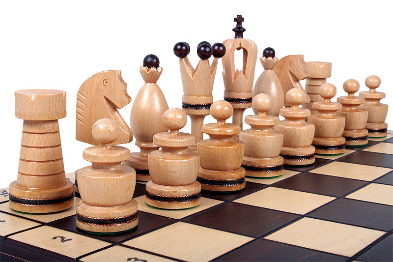 Juego de ajedrez King con incrustaciones de latón, tamaño grande (120 mm)