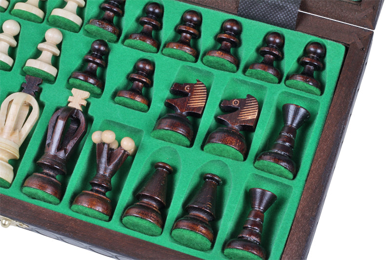 Juego de ajedrez mediano King's marrón con bandeja de inserción (60 mm)