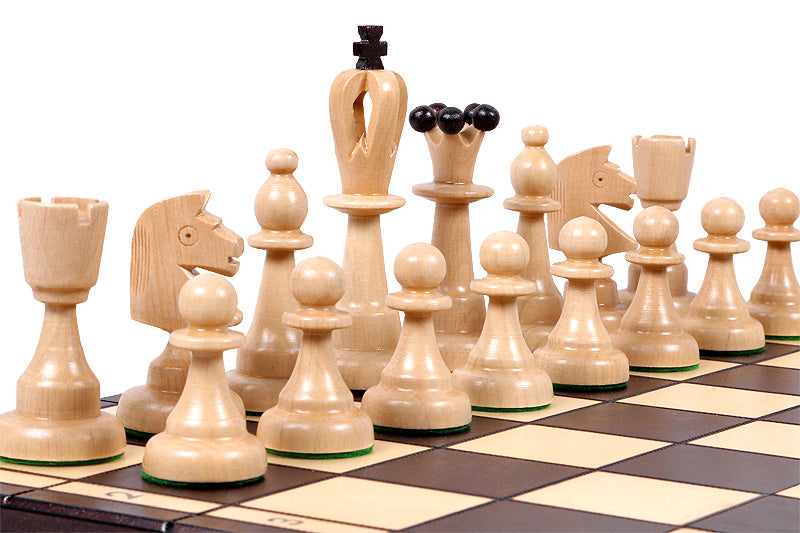 Juego de ajedrez plegable de madera con tablero Ace de 16,5" y almacenamiento, y rey de 3,94"