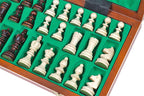 Juego de ajedrez olímpico pequeño con incrustaciones y bandeja (tamaño King de 2,56 pulgadas)