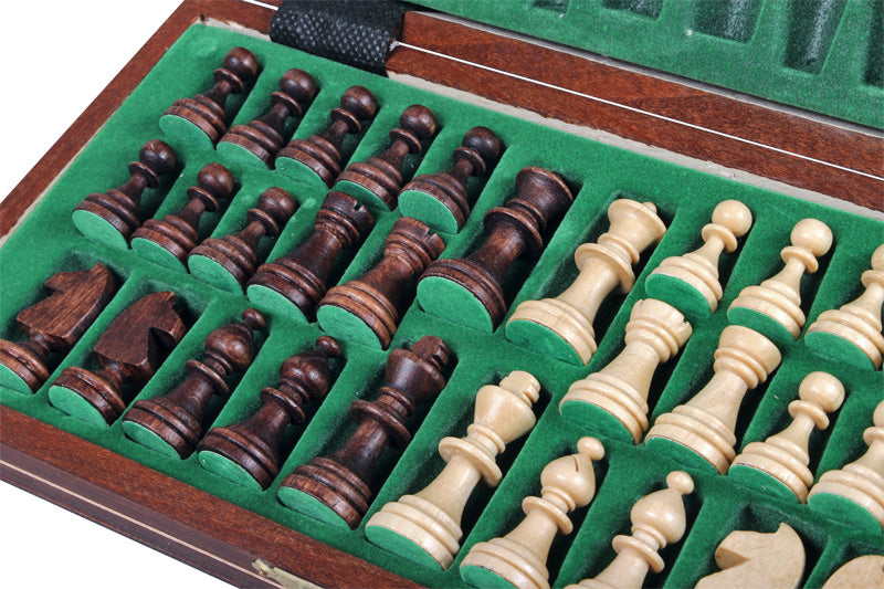 Juego de ajedrez magnético de madera con bandeja (tamaño King de 2,17")