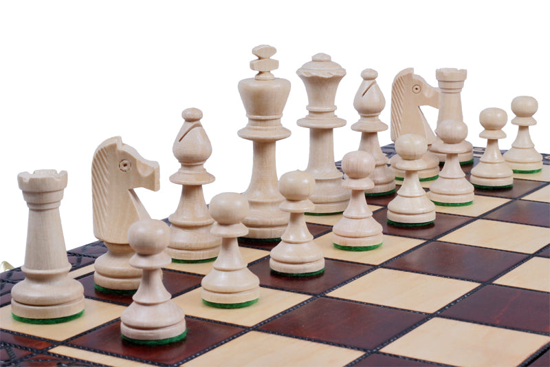 Juego de ajedrez Consul estilo Staunton con bandeja de inserción, acabado marrón, 3,15 pulgadas, tamaño King