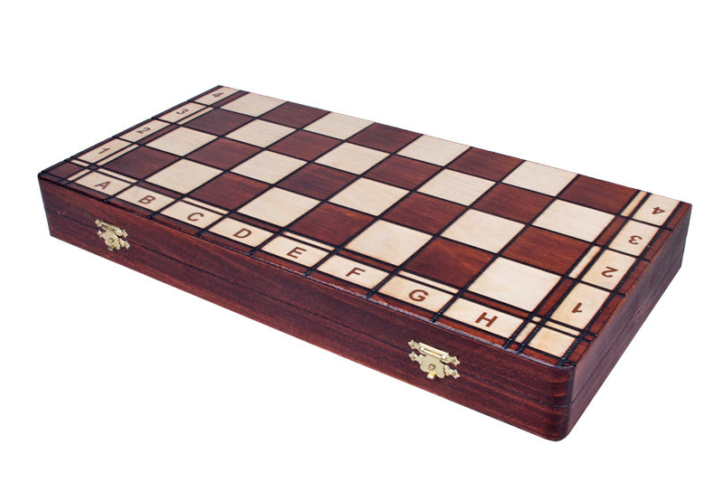 Juego de ajedrez Jowisz con tablero plegable quemado (8,5 mm de grosor)