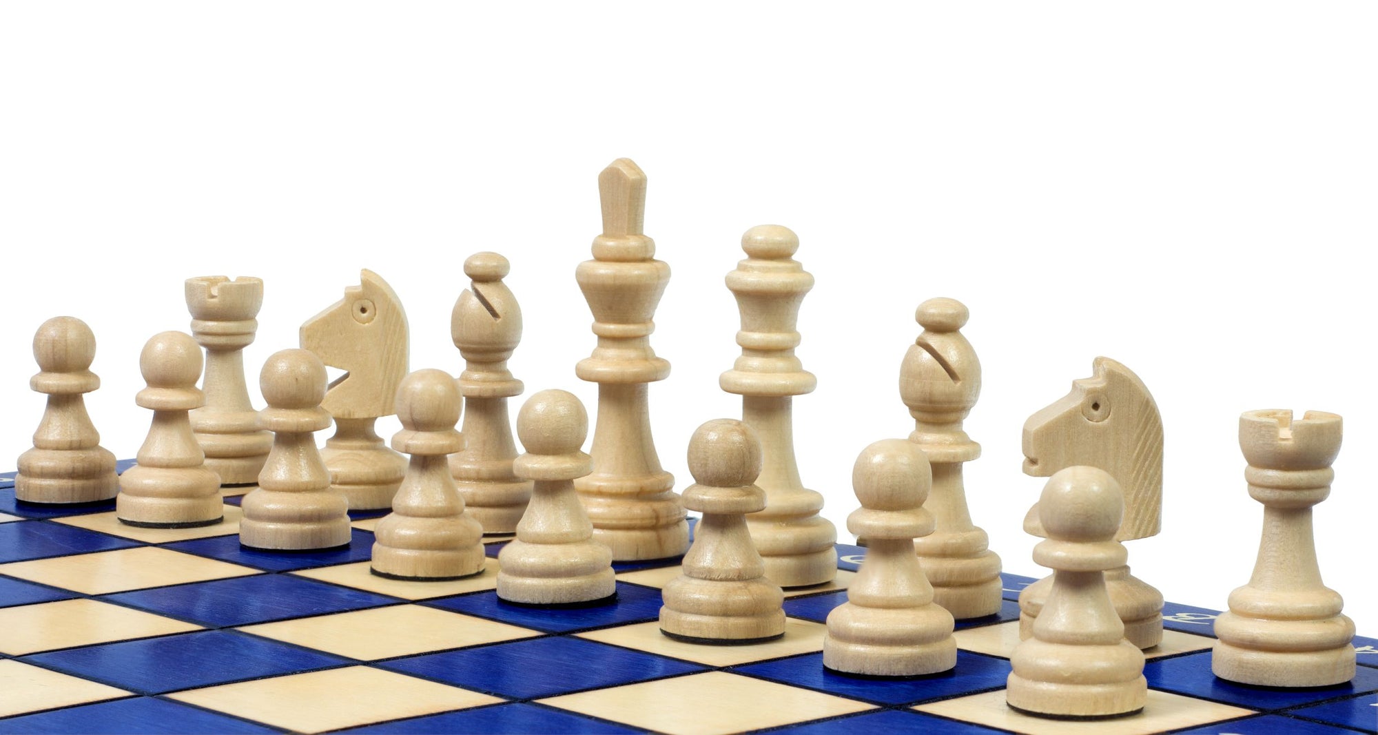 Juego de ajedrez magnético azul con bandeja (Rey de 2,36")