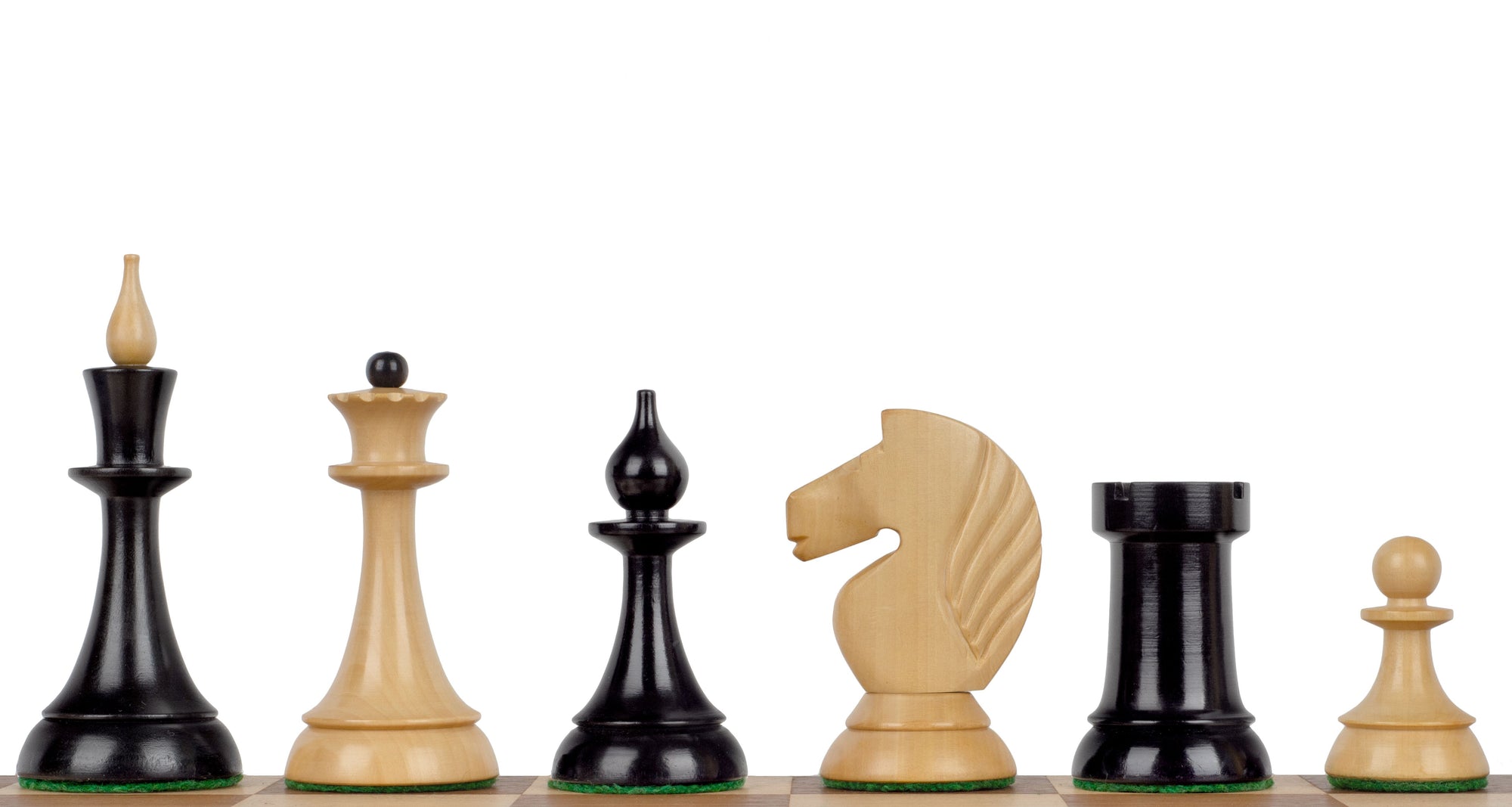 Piezas de ajedrez Gambito de Dama – Rey de 4", madera de boj y ebonizado, réplica de Moscú de 1957