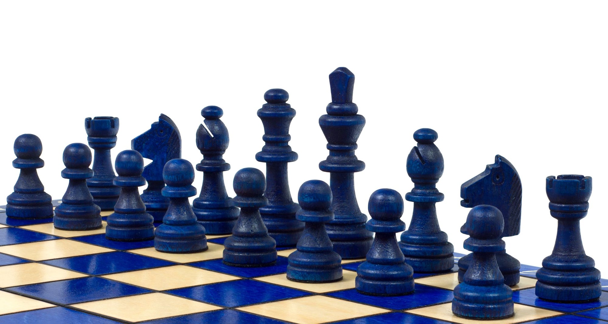 Juego de ajedrez magnético azul con bandeja (Rey de 2,36")