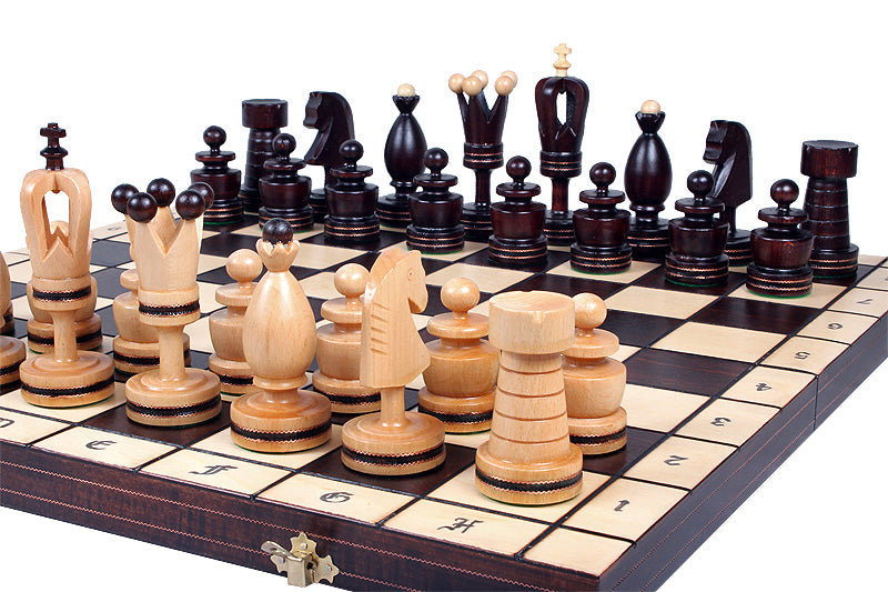 Juego de ajedrez King con incrustaciones de latón, tamaño grande (120 mm)