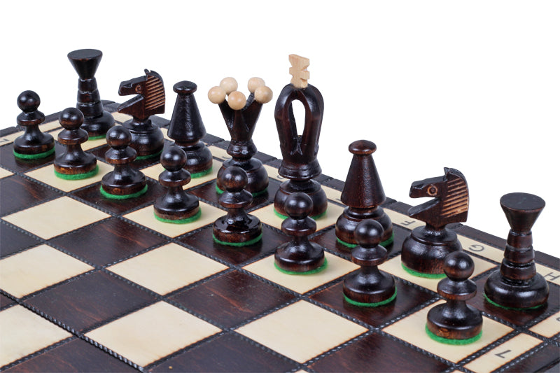 Juego de ajedrez mediano King's marrón con bandeja de inserción (60 mm)